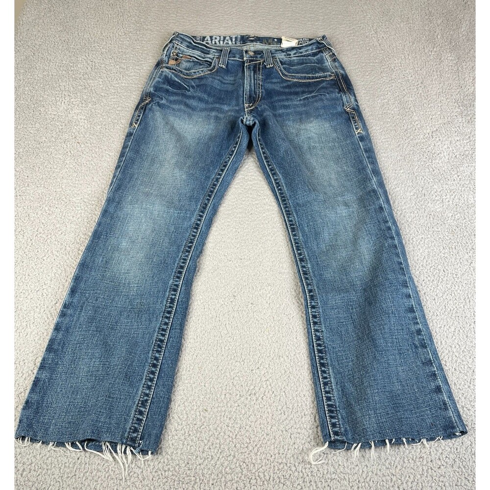 ARIAT M5 Slim Straight Jeans Men 31x32 Denim Work Western Rodeo Distressed 32X29